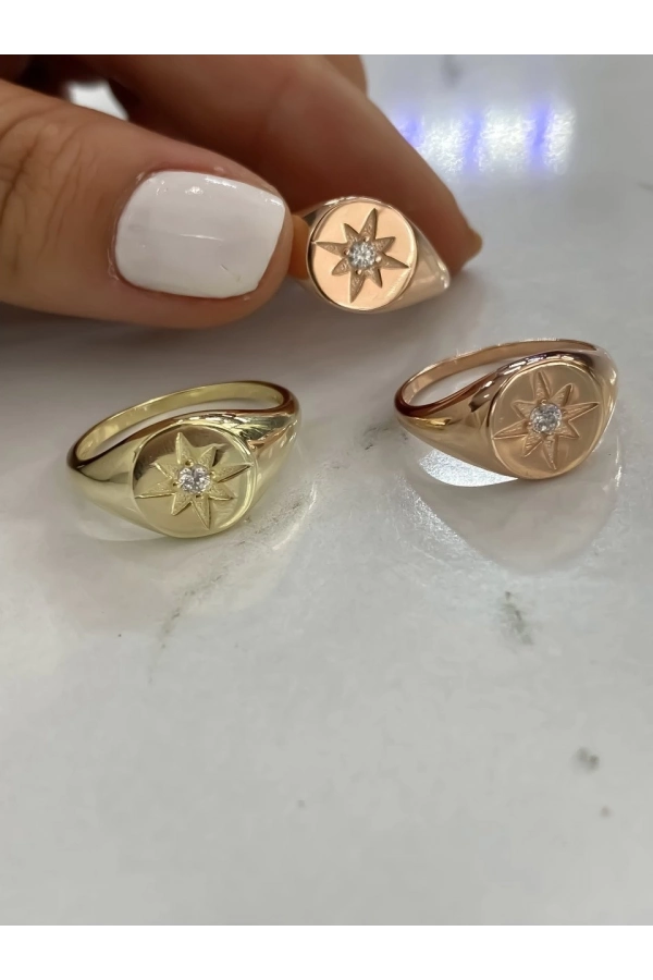 Ortası Taşlı Kutup Yıldızı Yüzük