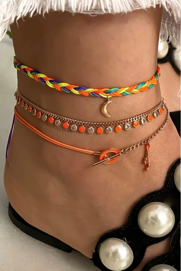 Pullu Neon Turuncu Halhal