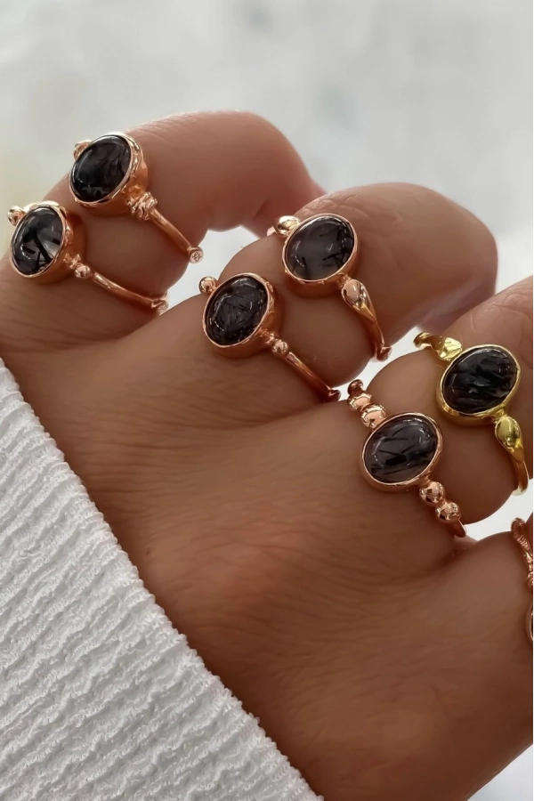 Rutil Kuvars Taşlı Yüzük