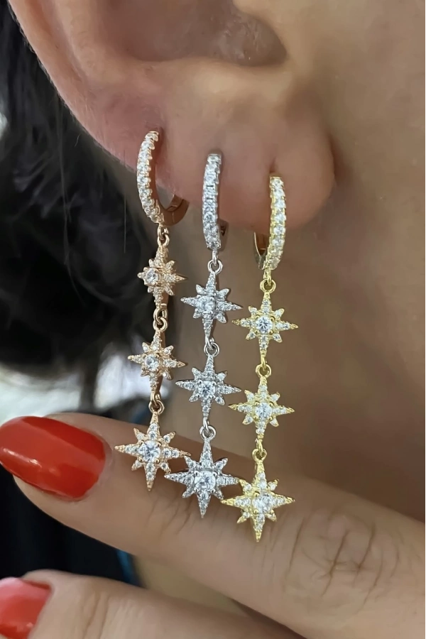 Sallantılı Kutup Yıldızı Küpe