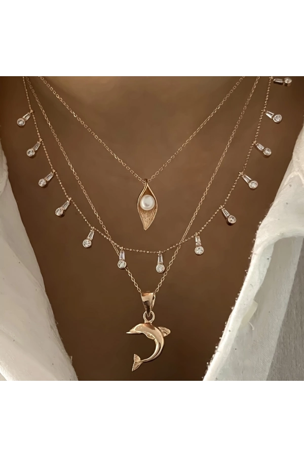 Sallantılı Taşlı Kolye