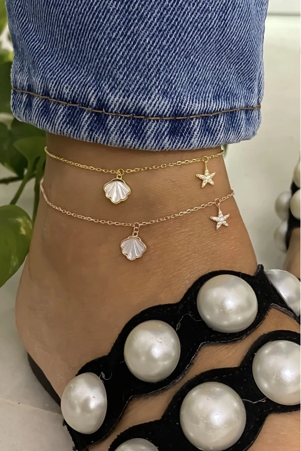 Sedef Deniz Kabuğu Ve Yıldız Halhal