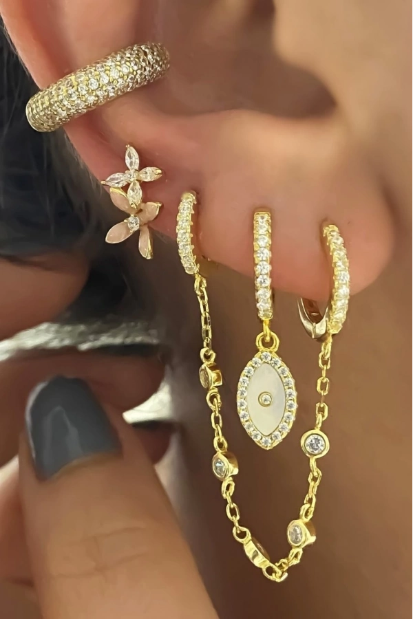 Sedef Taşlı İthal Küpe