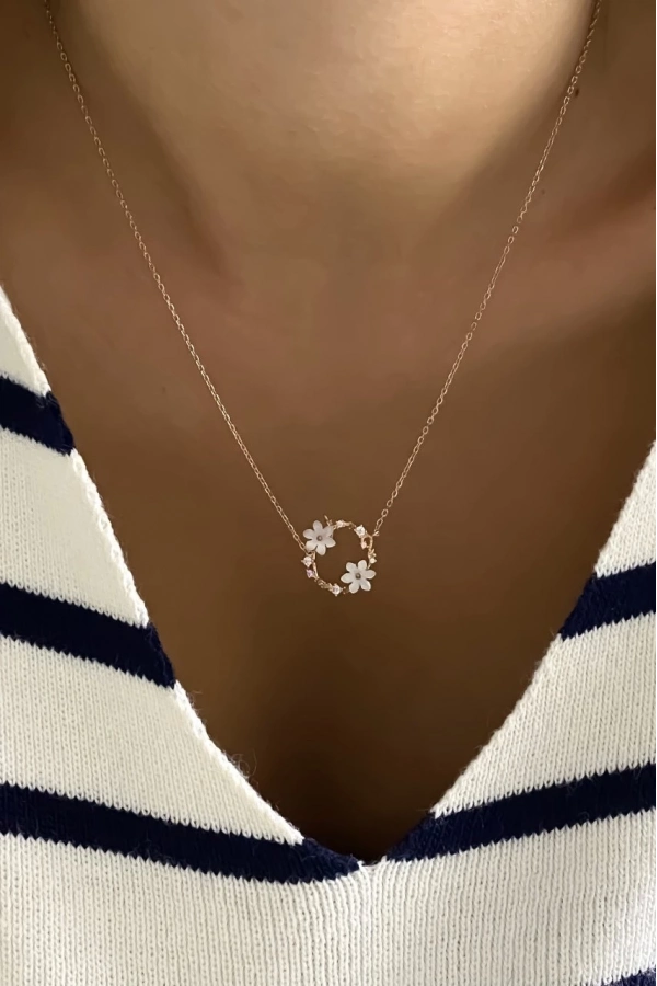 Sedefli Çiçek Kolye