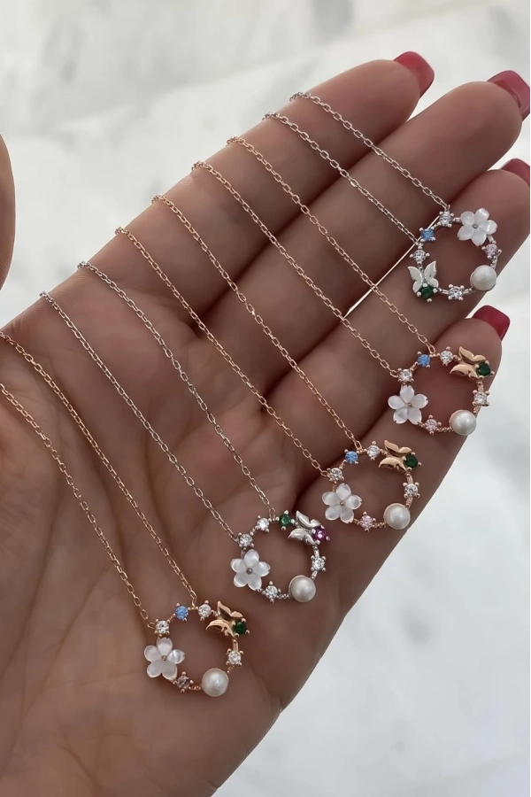 Sedefli Çiçek Kolye