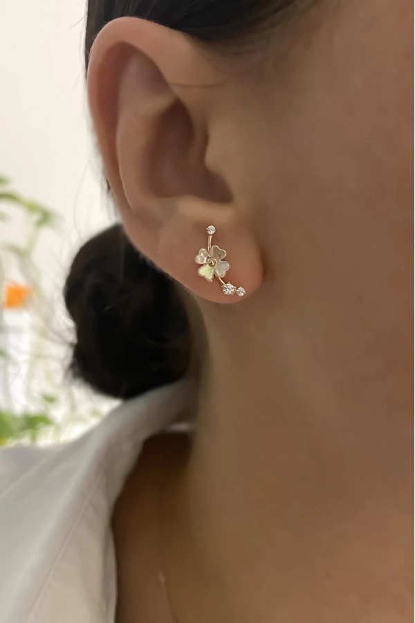 Sedefli Çiçek Küpe