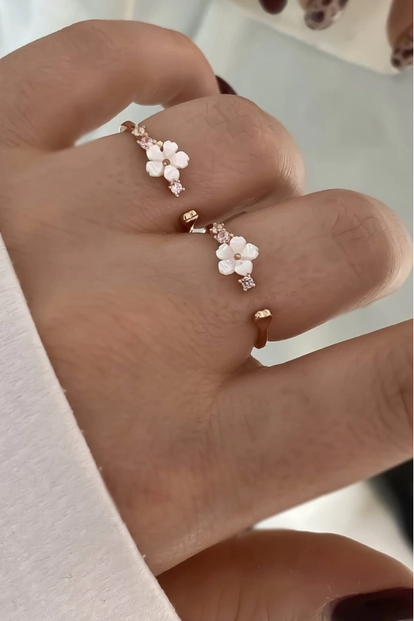 Sedefli Çiçek Yüzük