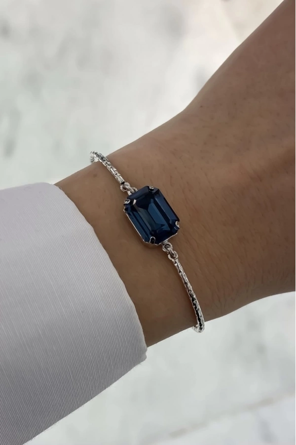Swarovski Baget Safir Taşlı Tel Bilezik