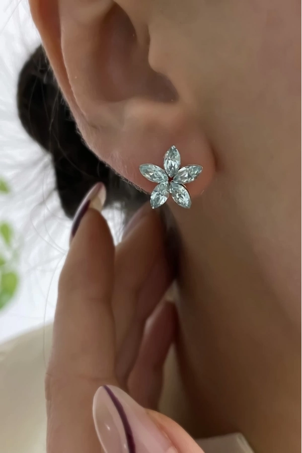 Swarovski Çiçek Küpe