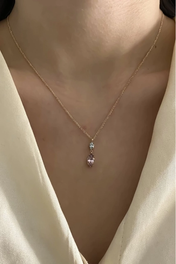 Swarovski İki Markiz Taşlı Kolye