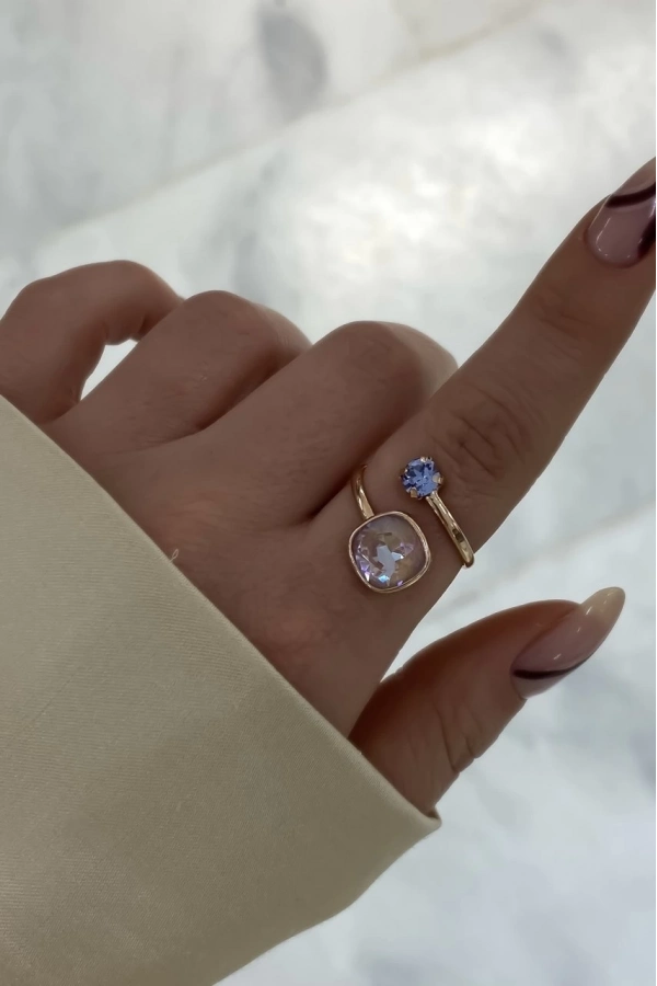Swarovski Kare Taşlı Yüzük