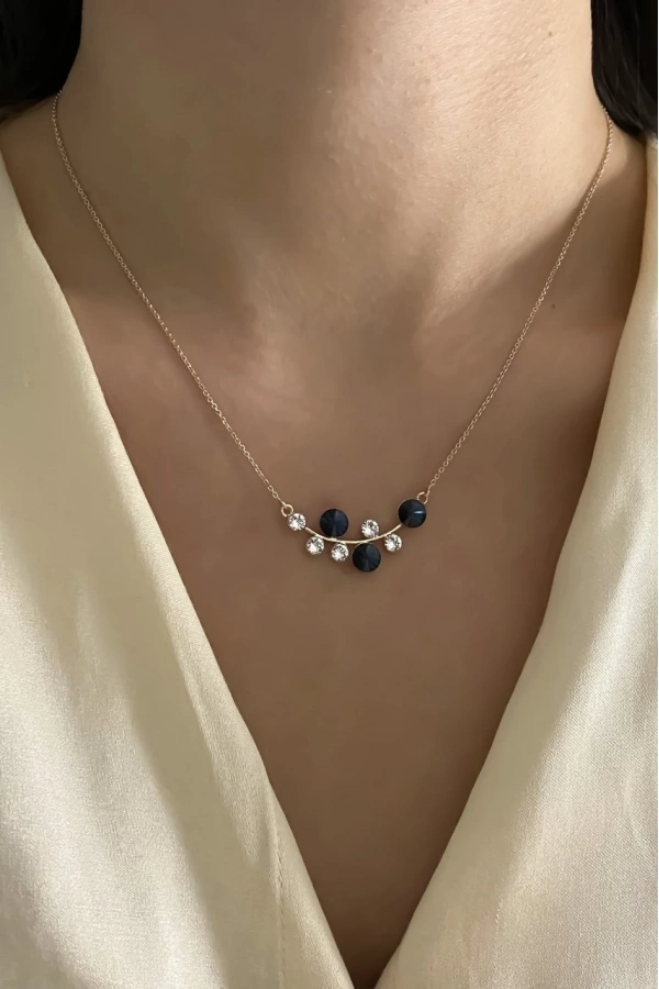 Swarovski Lacivert Taşlı Kolye