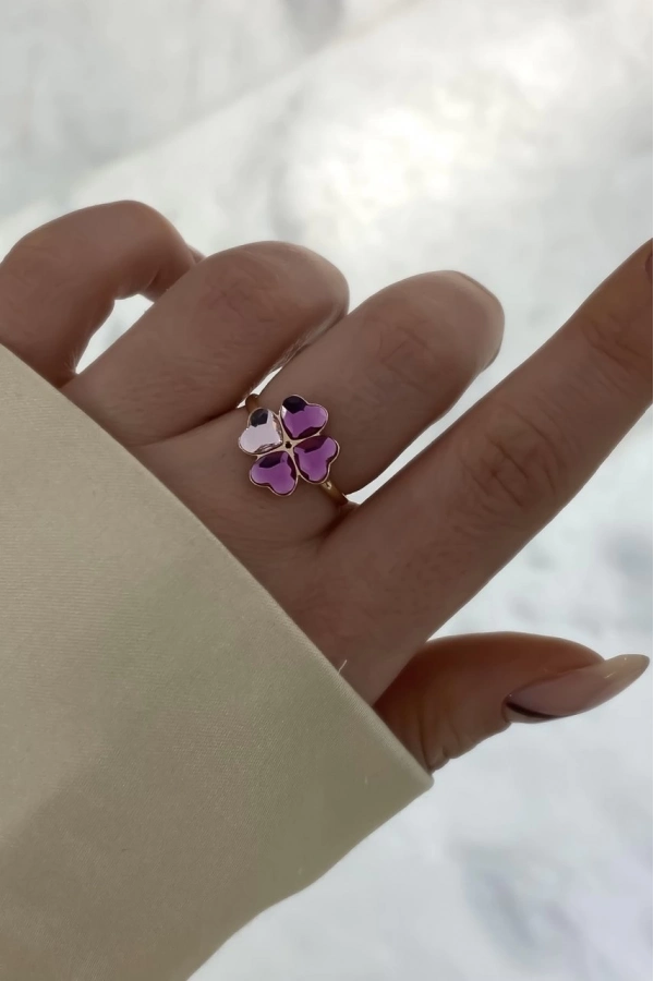 Swarovski Pembe Yonca Yüzük