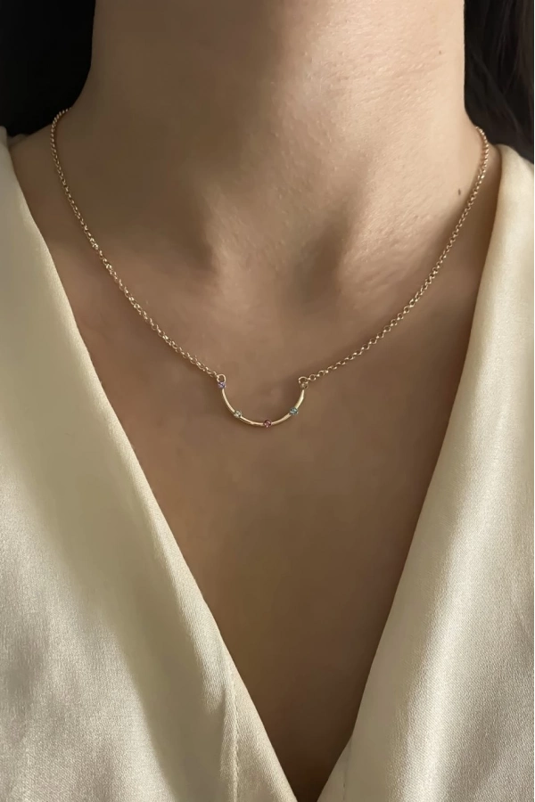 Swarovski Ters Hilal Kolye