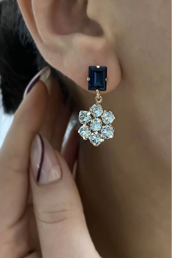 Swarovski Yeditaş Çiçek Küpe