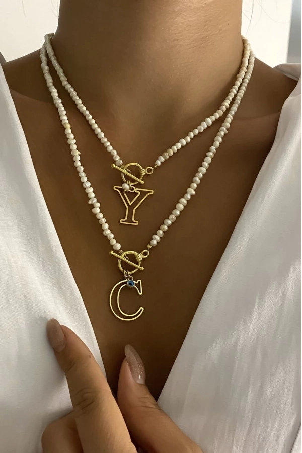 T Kilit Harf Kolye İncili