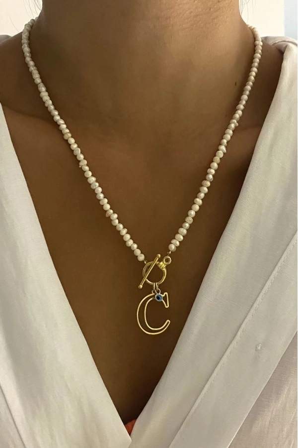 T Kilit Harf Kolye İncili