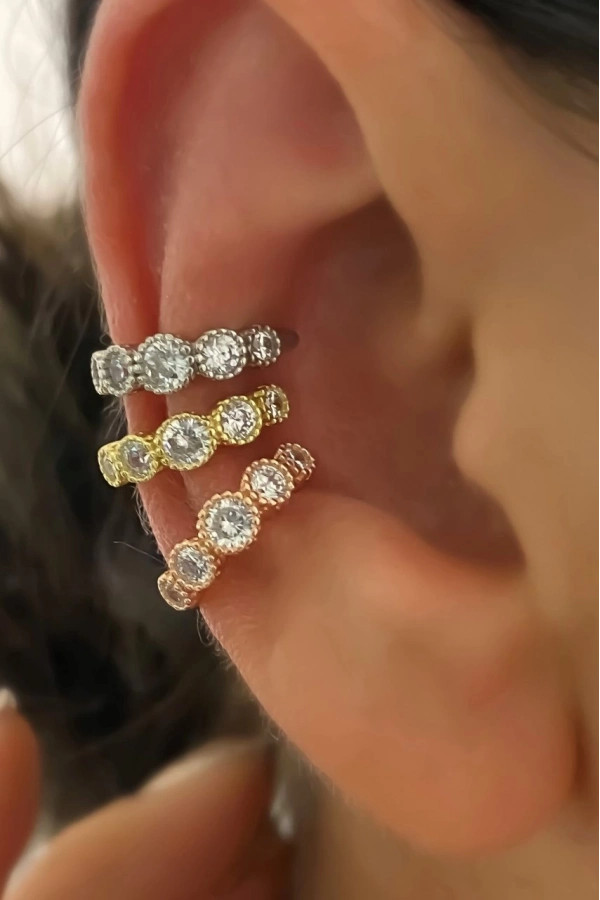 Taşlı Earcuff Küpe