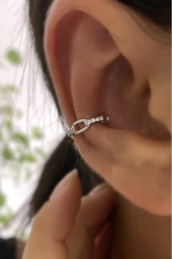 Taşlı Earcuff Küpe