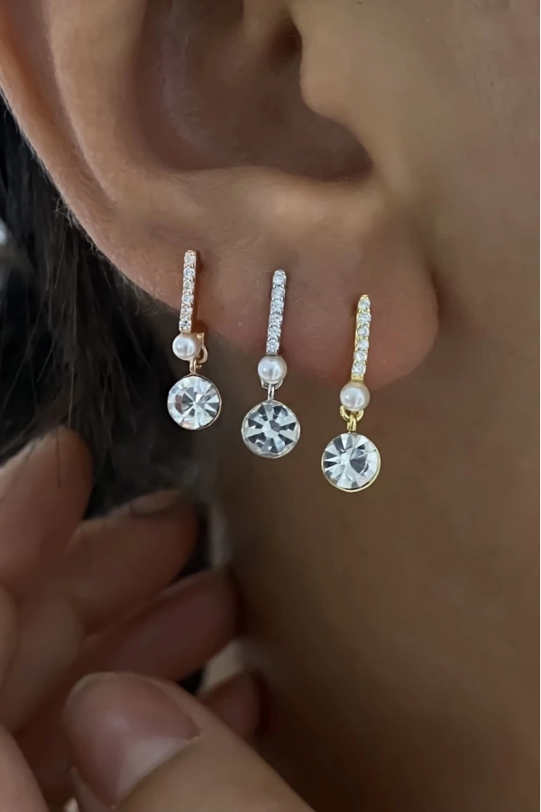 Taşlı İncili Küpe