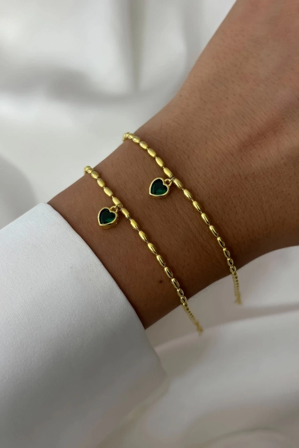 Taşlı Kalp Bileklik