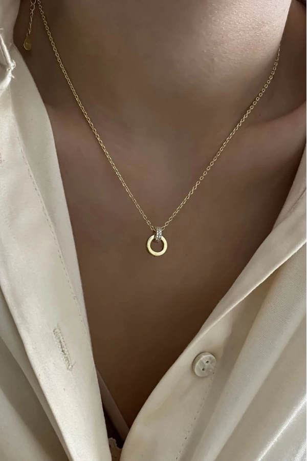 Taşlı Olimpiyat Halkalı Kolye