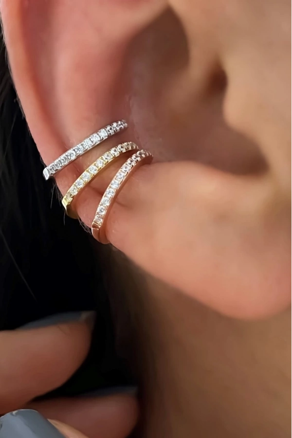 Taşlı Tek Sıra Earcuff