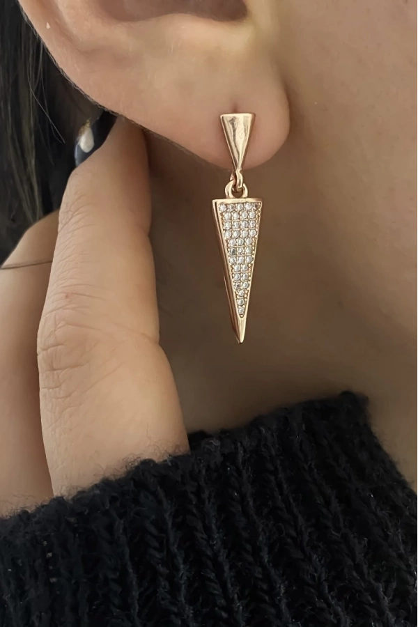 Taşlı Üçgen Küpe