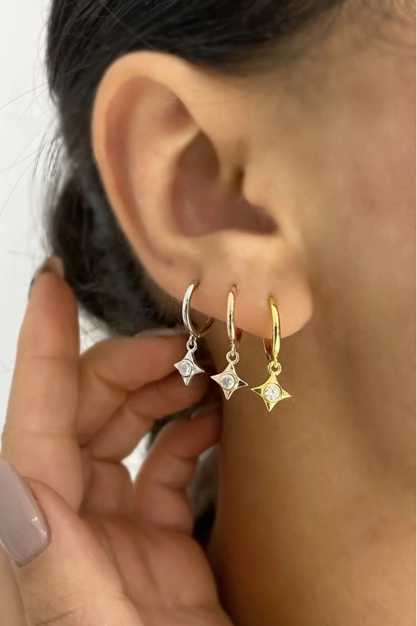 Taşlı Yıldız Küpe