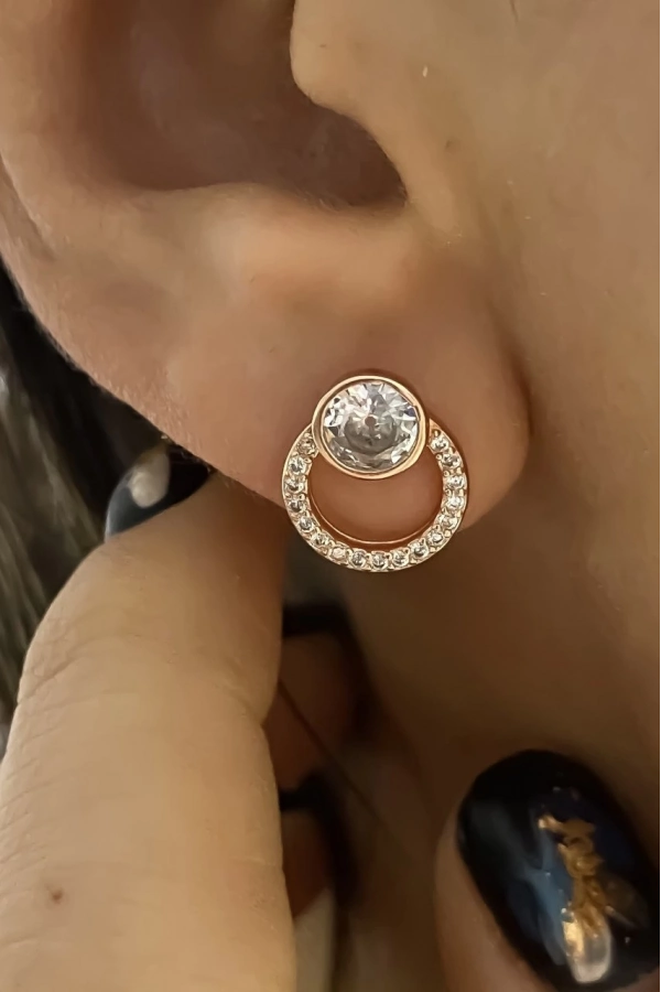 Taşlı Yuvarlak Küpe