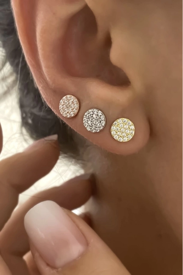 Taşlı Yuvarlak Küpe