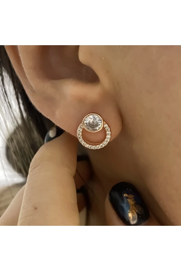 Taşlı Yuvarlak Küpe