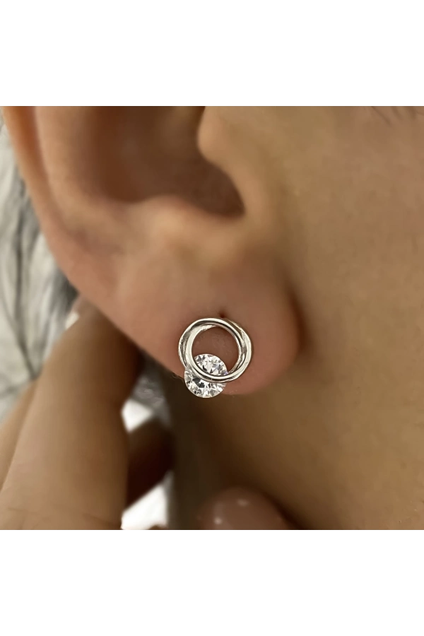 Taşlı Yuvarlak Küpe