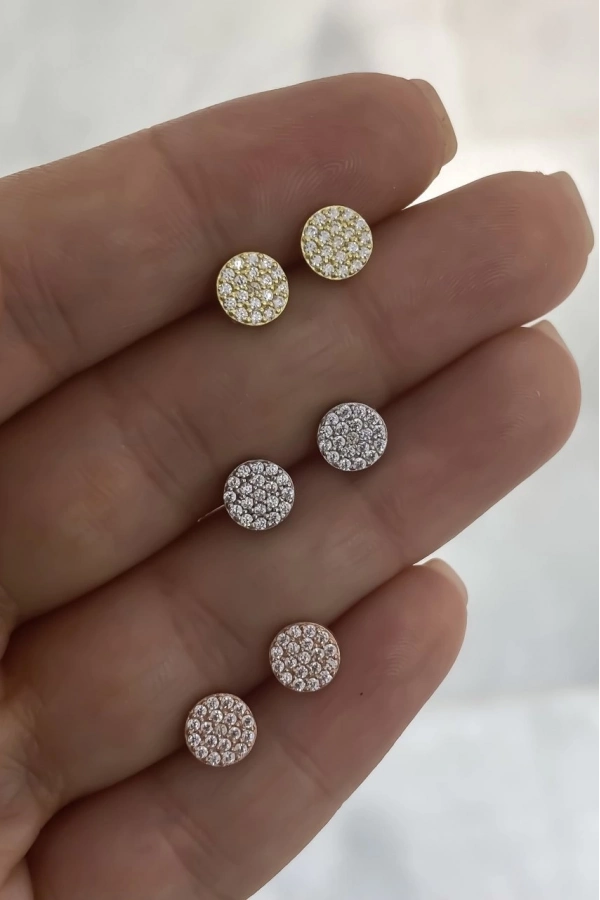 Taşlı Yuvarlak Küpe