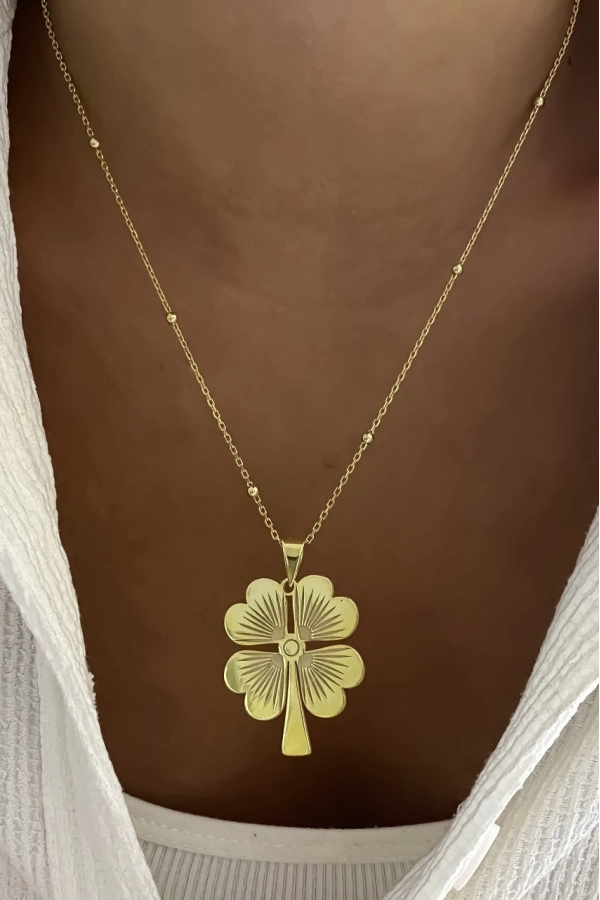 Top Zincirli Küçük Boy Yonca Kolye