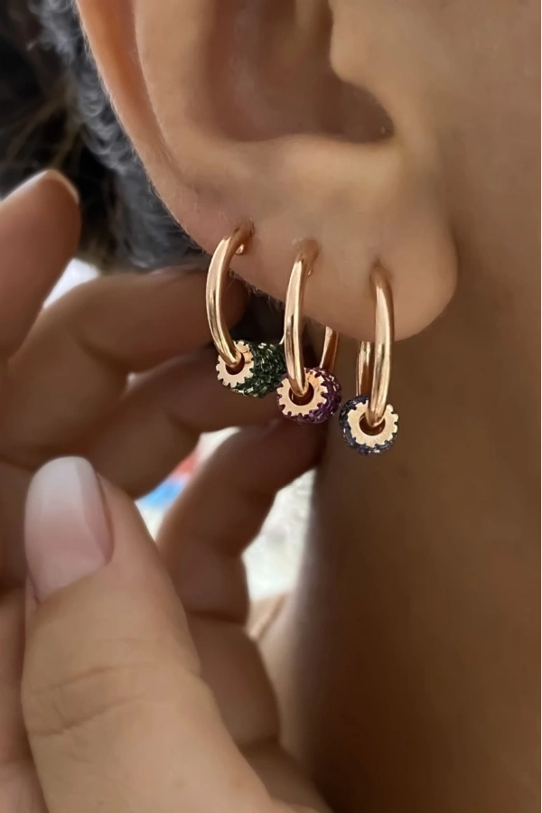 Trend Taşlı Halka Küpe