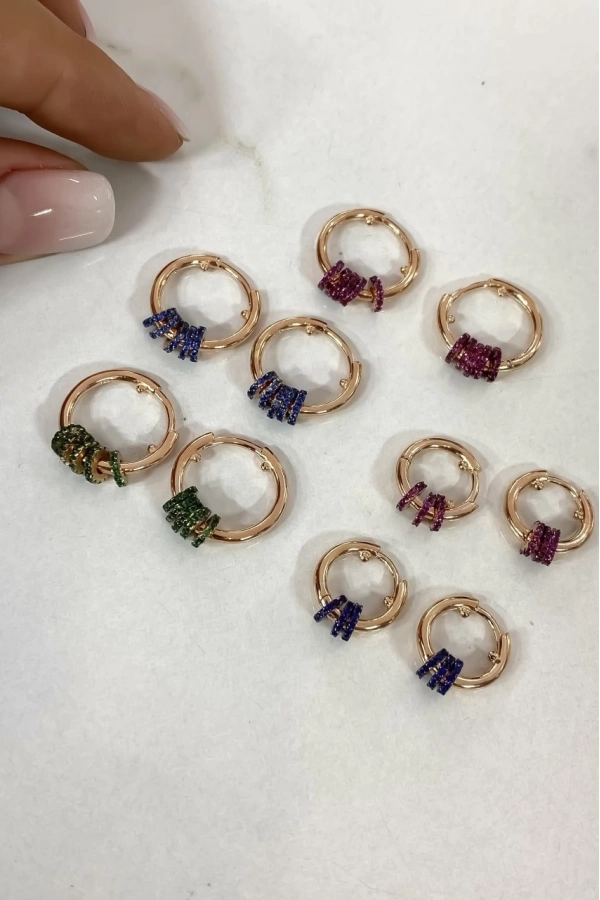 Trend Taşlı Halka Küpe