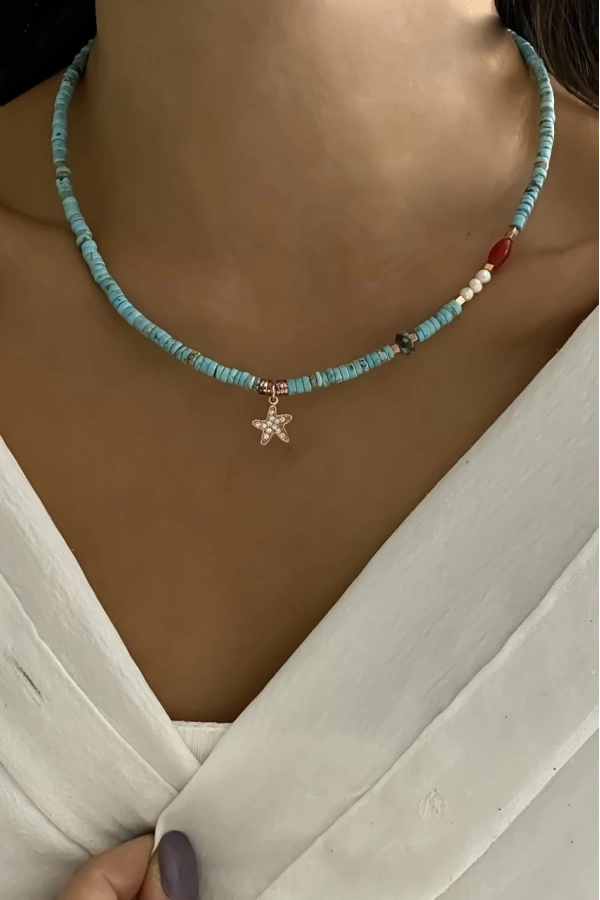 Turkuaz Deniz Yıldızı Kolye