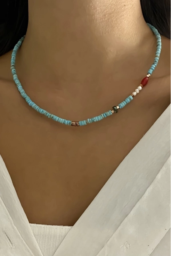 Turkuaz Taş Detaylı Kolye