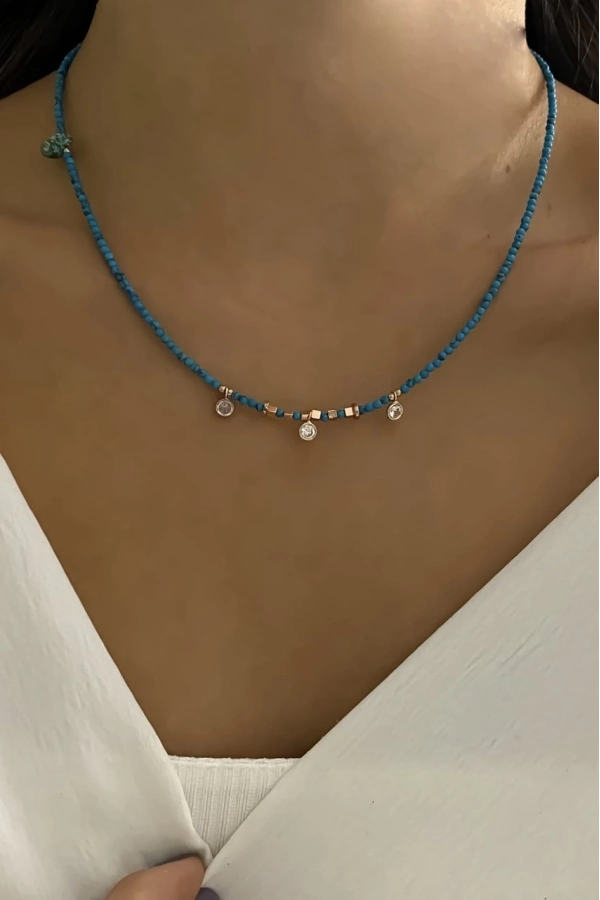 Turkuaz TaşDetaylı Kolye