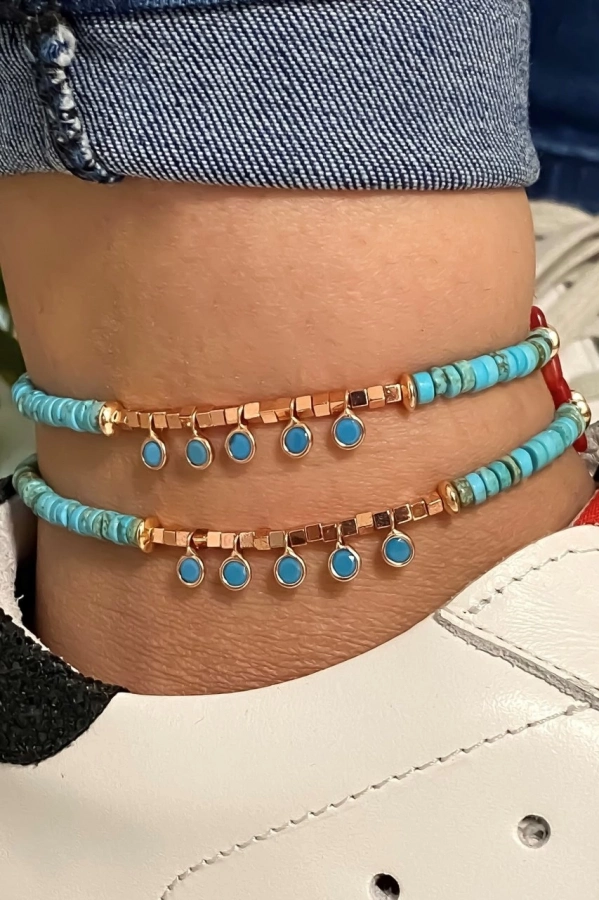 Turkuaz Taşlı Halhal