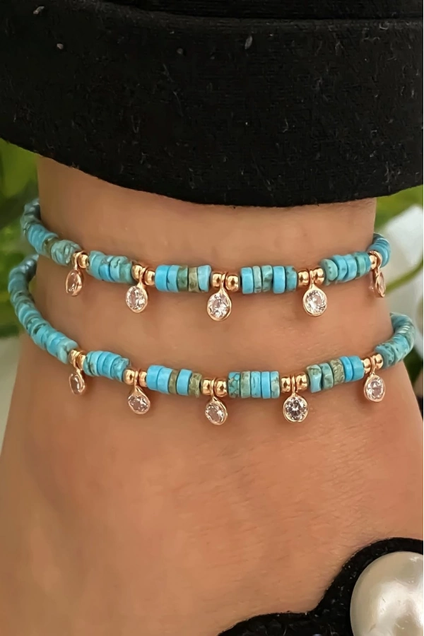 Turkuaz Taşlı Halhal