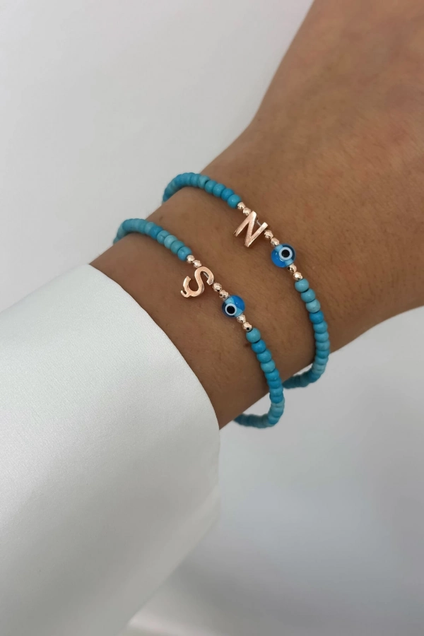 Turkuaz Harf Bileklik