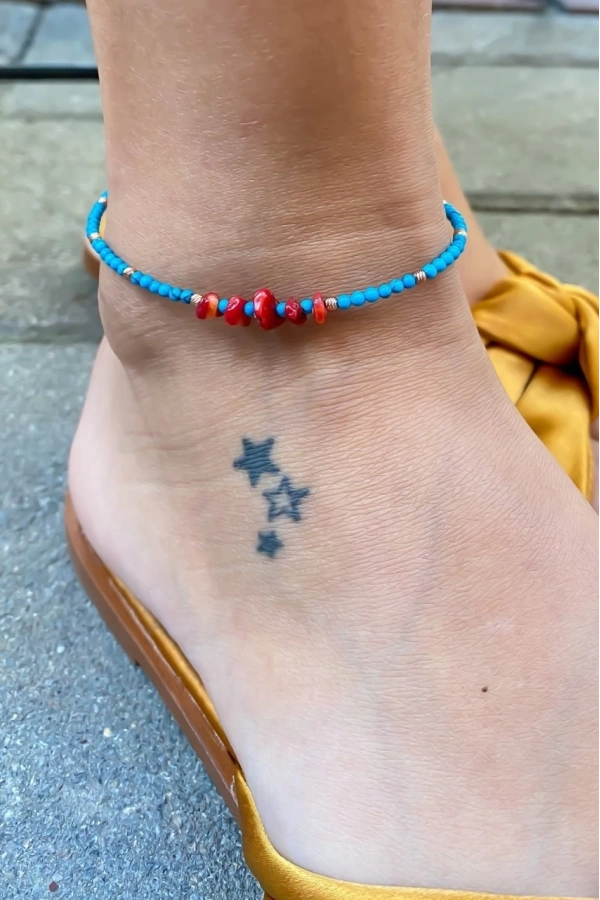 Turkuaz Ve Mercan Taşlı Halhal