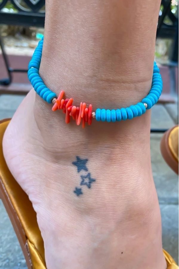 Turkuaz Ve Mercan Taşlı Halhal