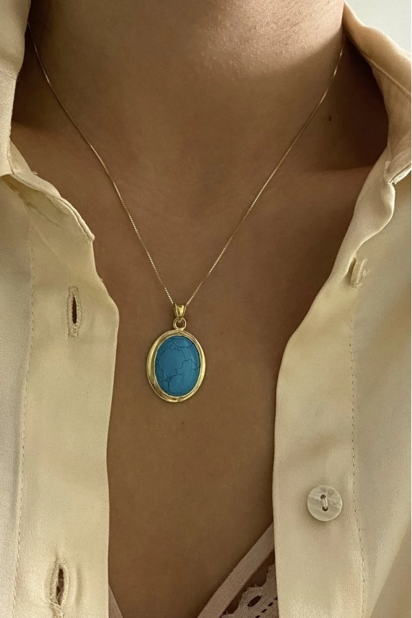 Turkuaz Vintage Kolye