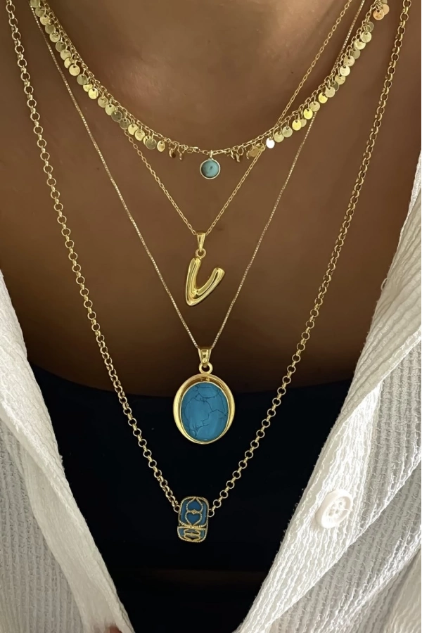 Turkuaz Vintage Kolye