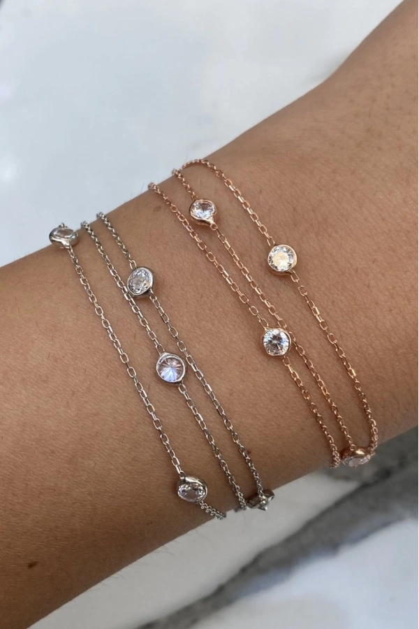 Üç Sıralı Taşlı Bileklik