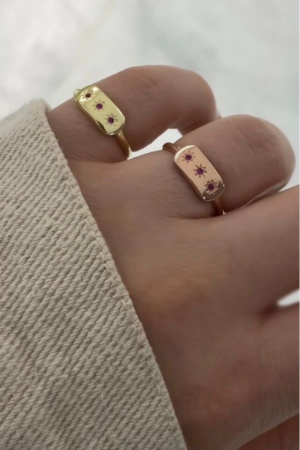 Üç Yıldız Detaylı Yüzük