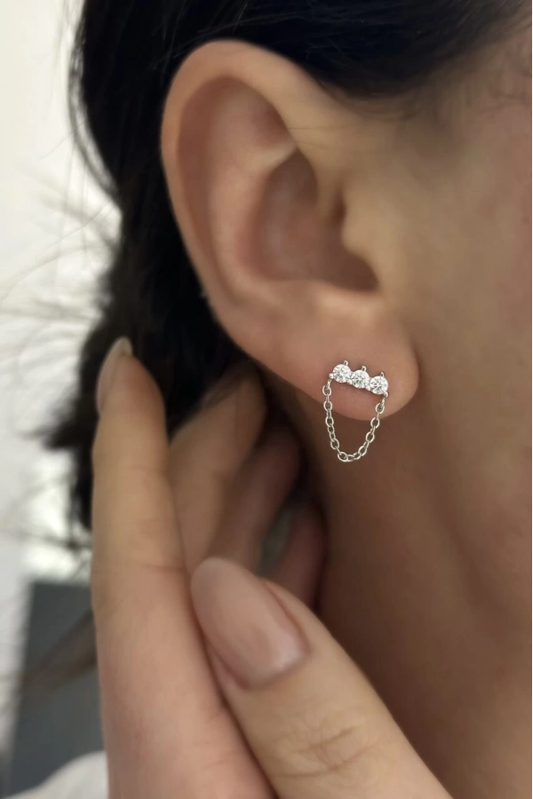 Üçtaş Zincir Küpe